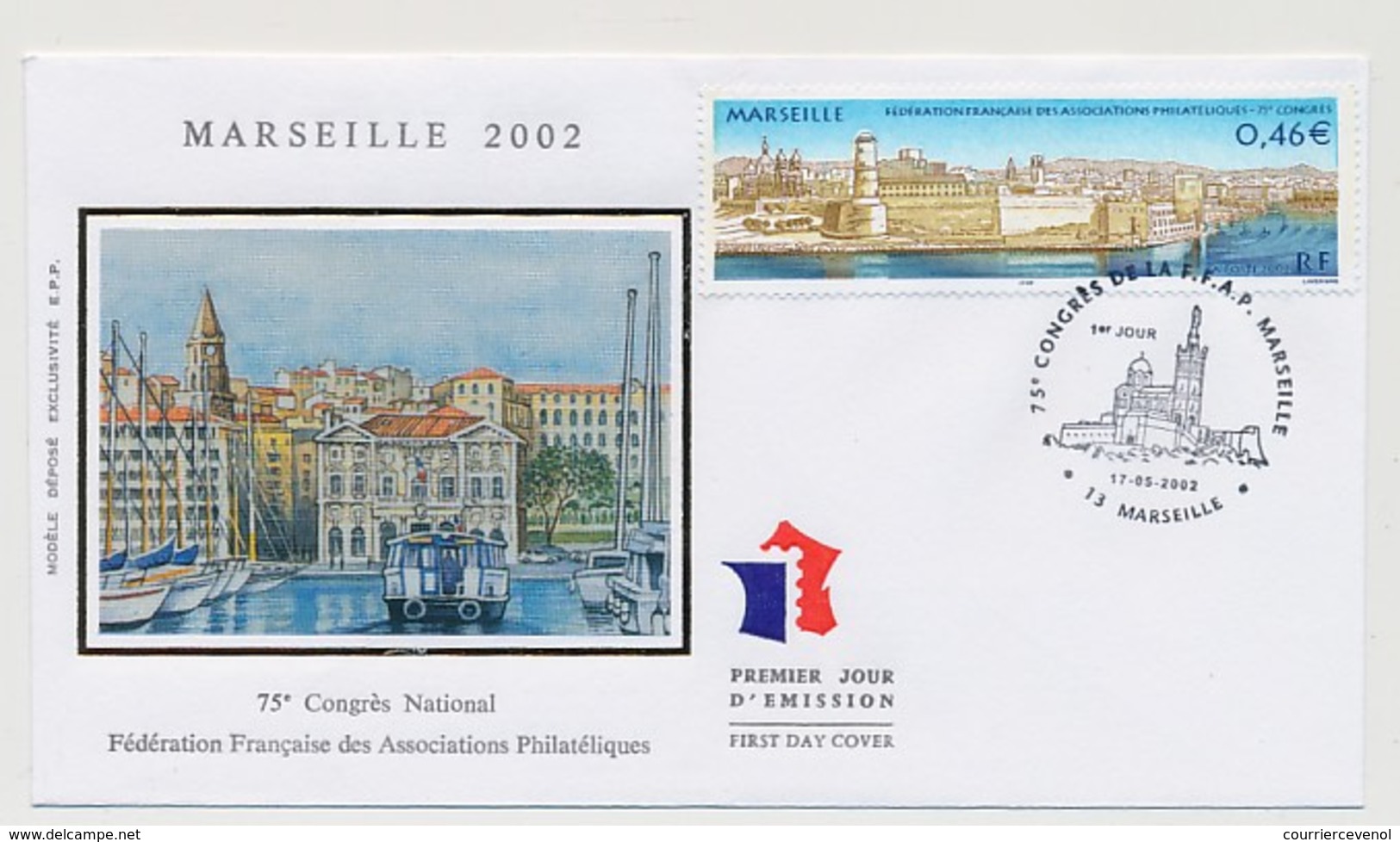 FRANCE - 1 FDC Et 1 Carte Soie - MARSEILLE 2002 Congrès De La Fédération - 1er Jour 17/5/2002 - 2000-2009