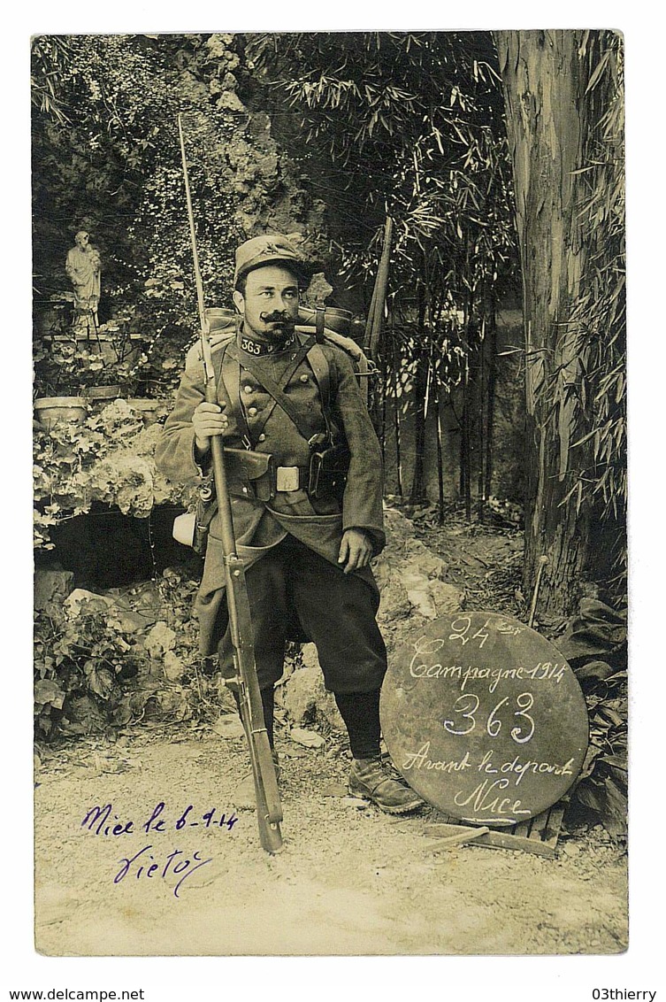 CARTE PHOTO MILITAIRE 06 NICE LE 6 SEPTEMBRE 1914 SOLDAT PRET COL 363 - Autres & Non Classés