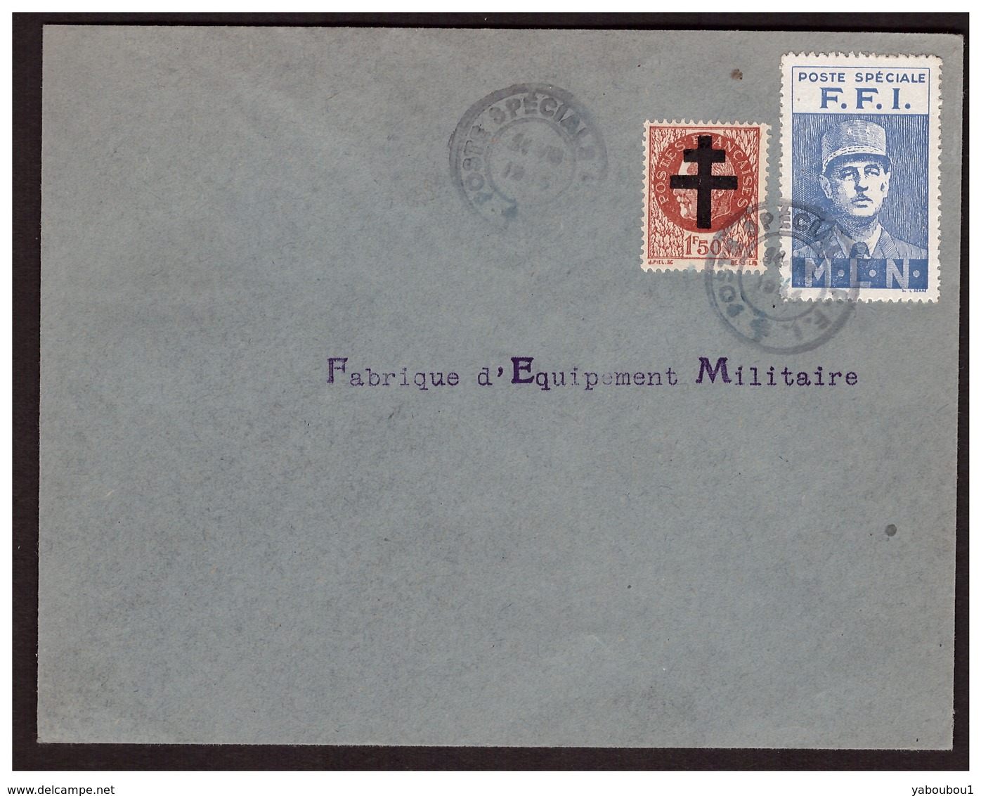 Timbre N° 4 DE GAULE F F I + 1f50 Petain Sur Lettre De PARIS Du 24.8.44. - Liberation