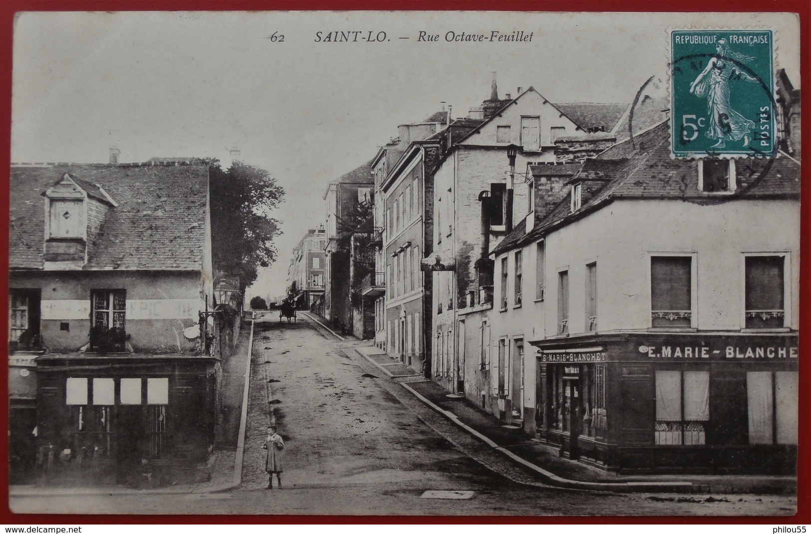 Cpa 50 SAINT LO Anime Rue Octave Feuillet  Commerces Epicerie, Marie-Blanchet - Saint Lo