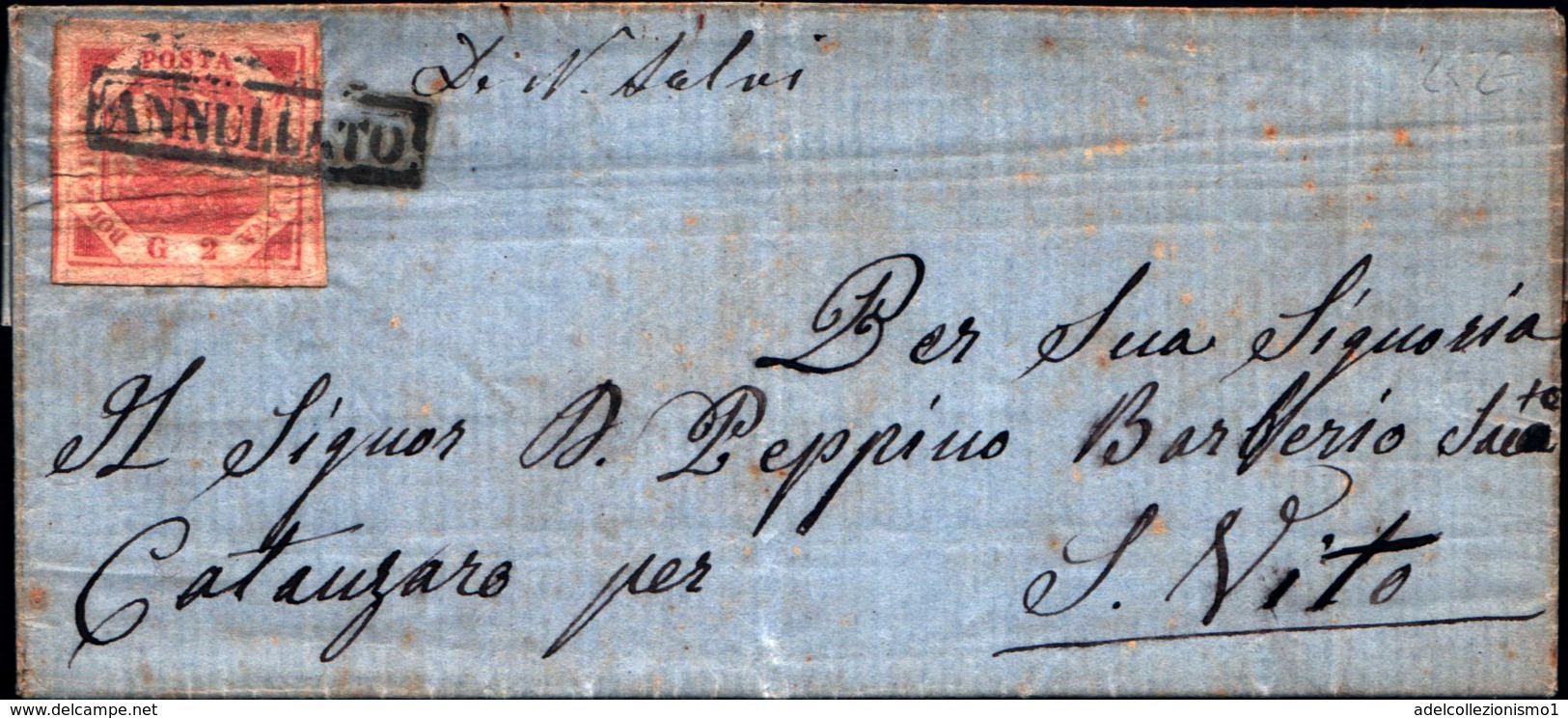 94283) ITALIA-REGNO DI NAPOLI-LETTERA CON 2 GRANA DA NAPOLI A S. VITO IL 9-6-1860 - Naples