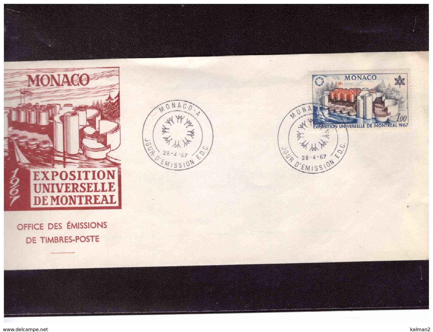 940  -   MONACO  28.4.67  /   FDC  EXPO UNIVERSELLE DE MONTREAL,  MICHEL NR. 867 - 1967 – Montreal (Canada)