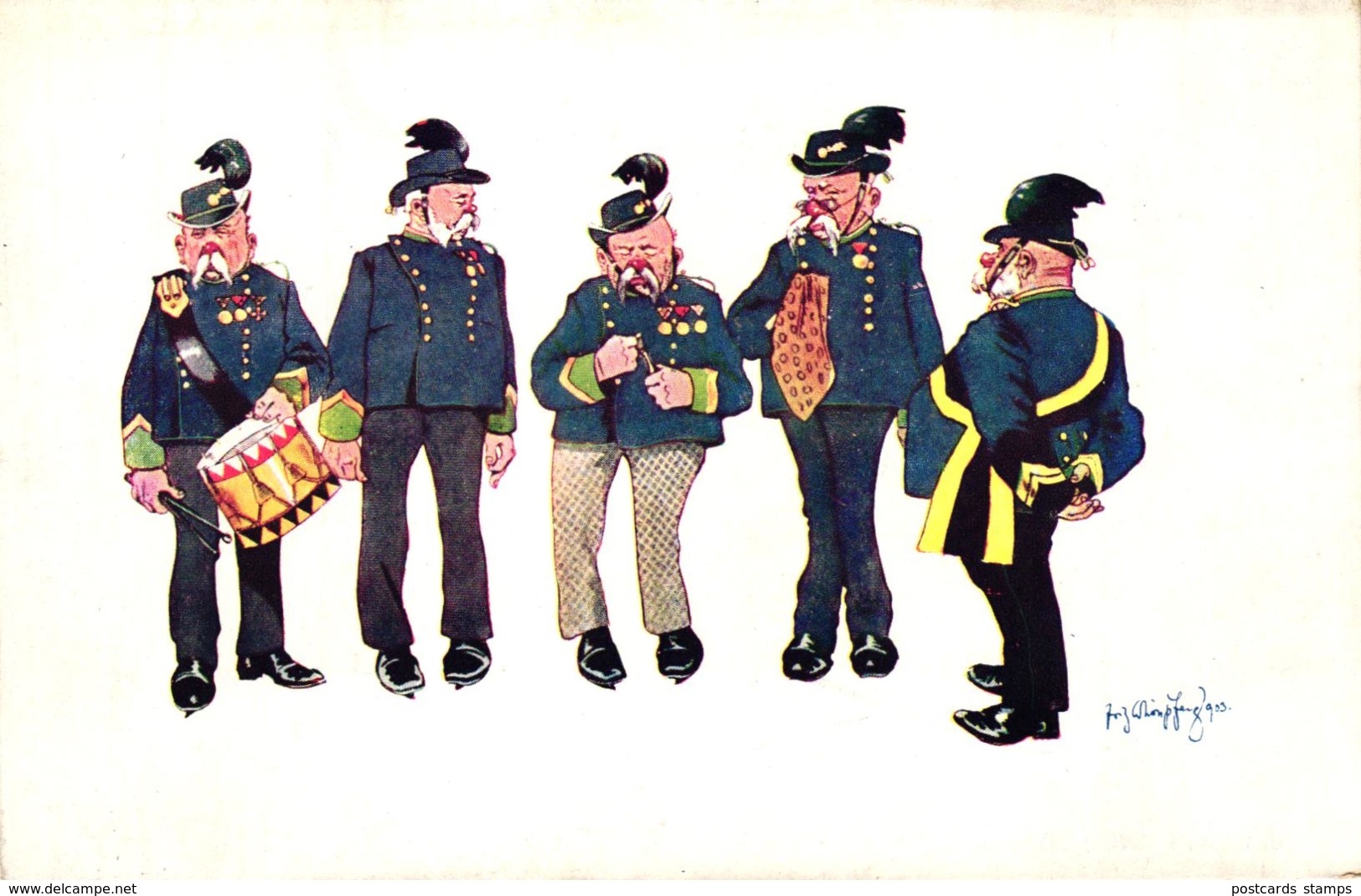 Männer In Trachtenkleidung, Sign. Schönpflug - Schönpflug, Fritz