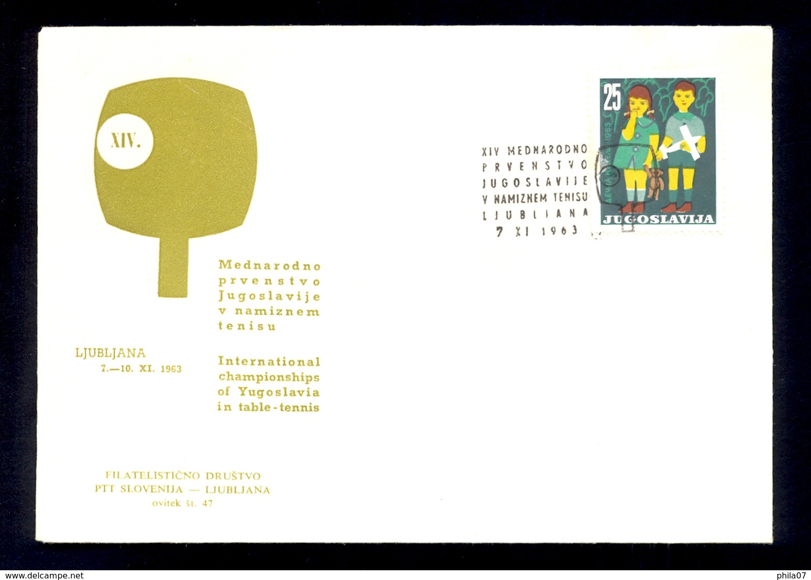 YUGOSLAVIA 1963 -  Commemorative Envelope And Cancel For TABLE TENNIS Championship - Tennis De Table