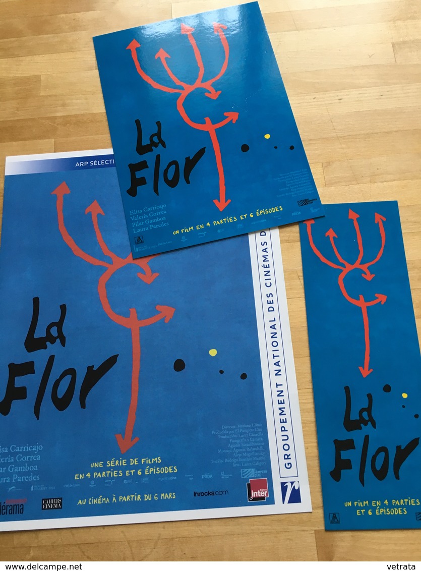 LA FLOR, Mariano Llinas : 1 Plaquette (4 Pages), 1 Carte Postale (20x40 Cm) & 1 Marque Pages (20x7 Cm) - Other & Unclassified