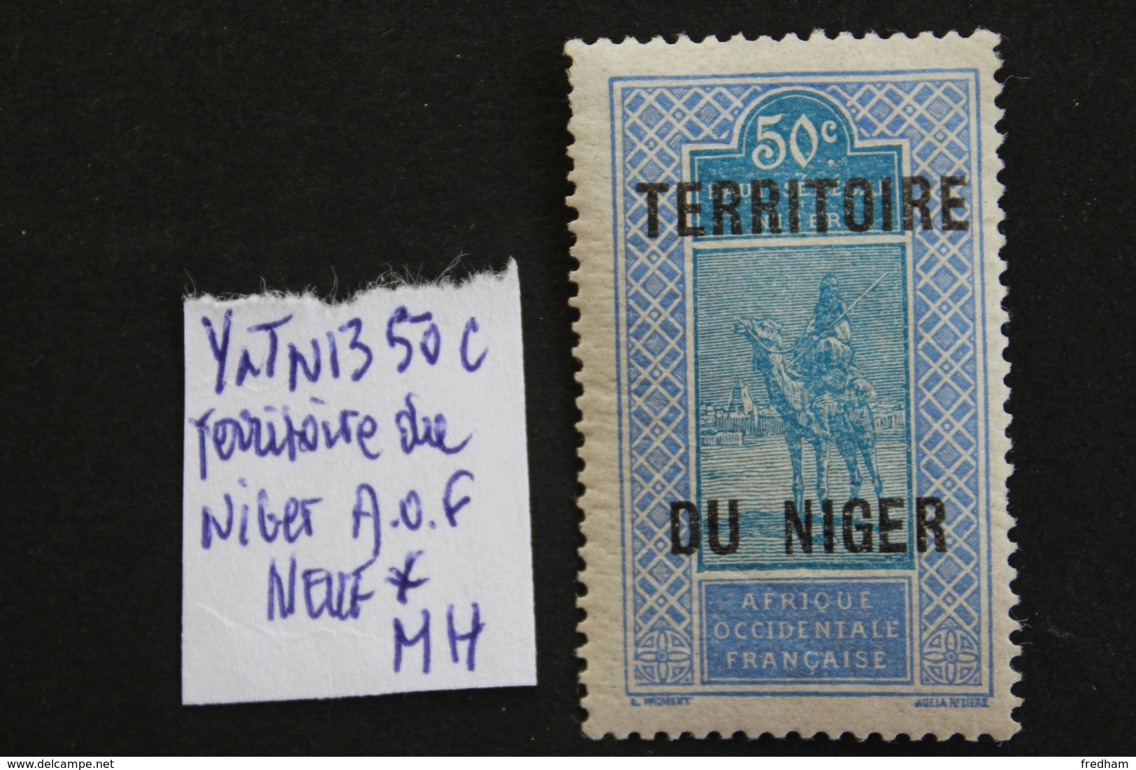 1921 NIGER A.O.F Y&T NO 13 50 C OUTREMER ET BLEU TARGUI, SURCHARGE NEUF * TB .. - Unused Stamps