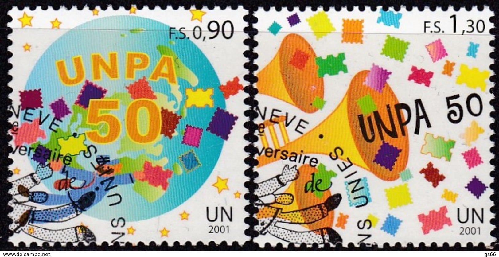 UNO-Genf, 2001, 424/25,  50 Jahre Postverwaltung Der Vereinten Nationen (UNPA). USED FIRST DAY, - Oblitérés