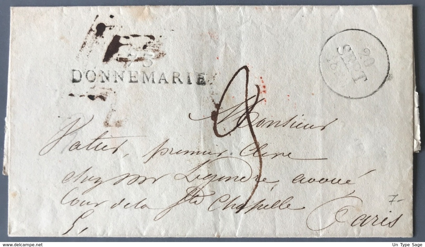 France, Griffe 73 DONNEMARIE Sur Lettre 1828 Pour Paris - (W1497) - 1801-1848: Precursori XIX