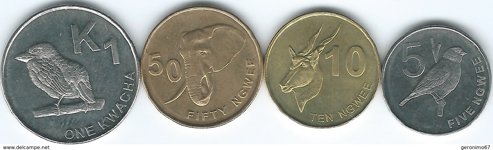 Zambia - 2012 - 5 (KM206), 10 (KM207) & 50 Ngwee (KM208) & 1 Kwacha (KM209) - Zambia