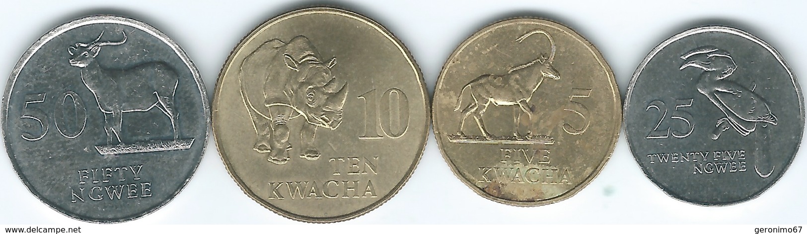 Zambia - 1992 - 25 Ngwee (KM29) 50 Ngwee (KM30) 5 Kwacha (KM31) & 5 Kwacha (KM32) - Zambia