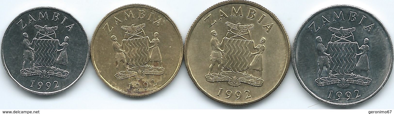 Zambia - 1992 - 25 Ngwee (KM29) 50 Ngwee (KM30) 5 Kwacha (KM31) & 5 Kwacha (KM32) - Zambia