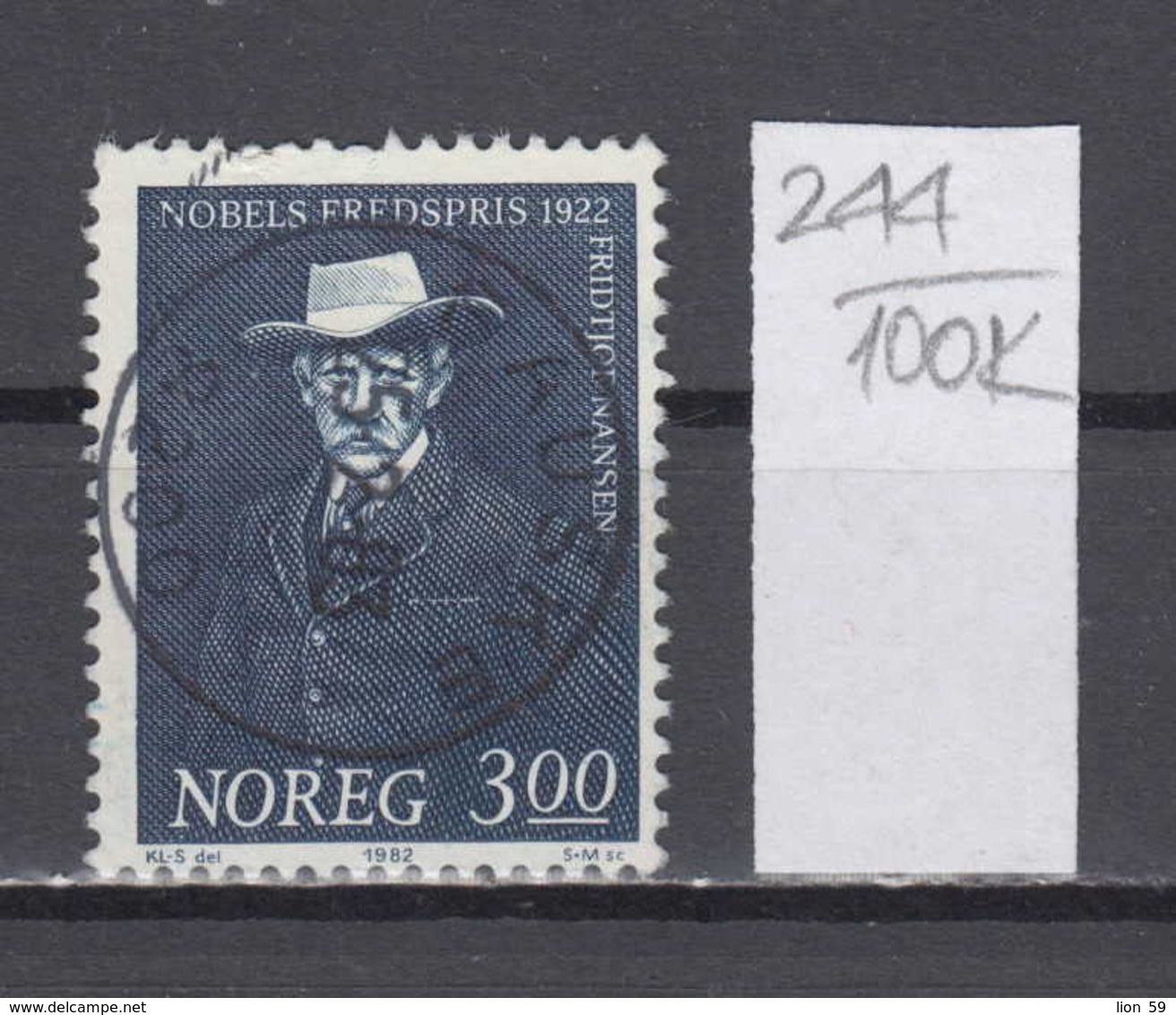 100K244 / 1982 - Michel Nr. 874 Used ( O ) The Nobel Peace Prize Winner 1922 , Norway Norvege Norweege - Gebraucht