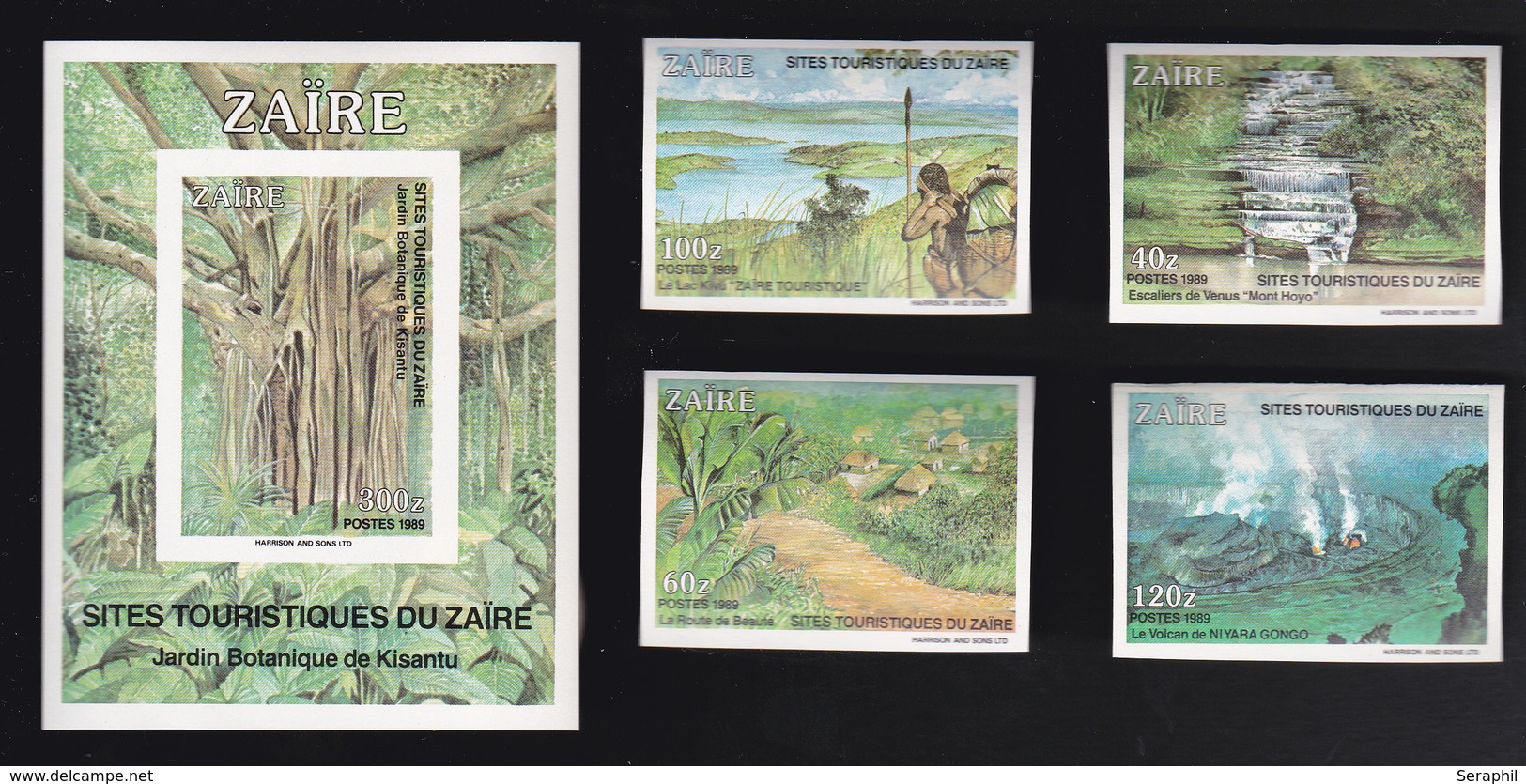 Série Zaire - Timbres Non Dentelés N° 1414/1417 + BL67 - Sites Touristiques Du Zaïre - 1990 - Nuevos