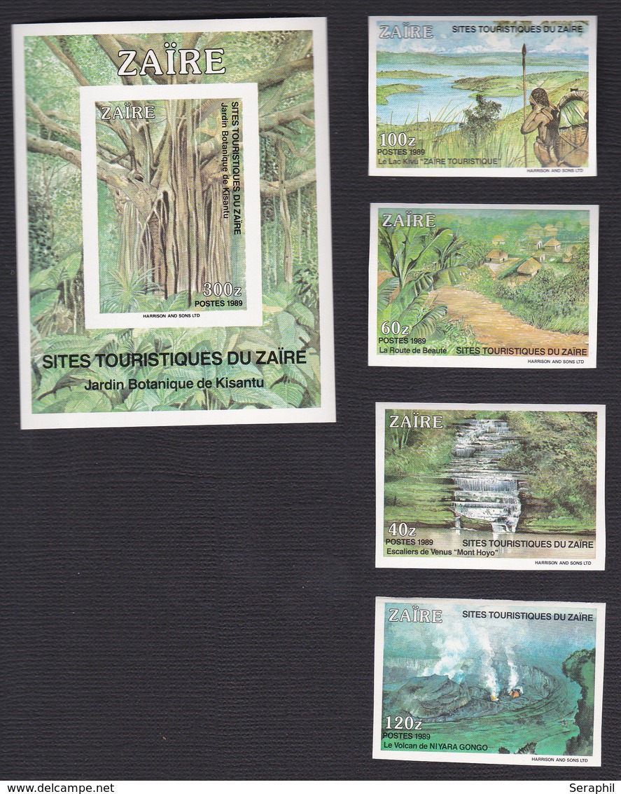 Série Zaire - Timbres Non Dentelés N° 1414/1417 + BL67 - Sites Touristiques Du Zaïre - 1990 - Nuevos