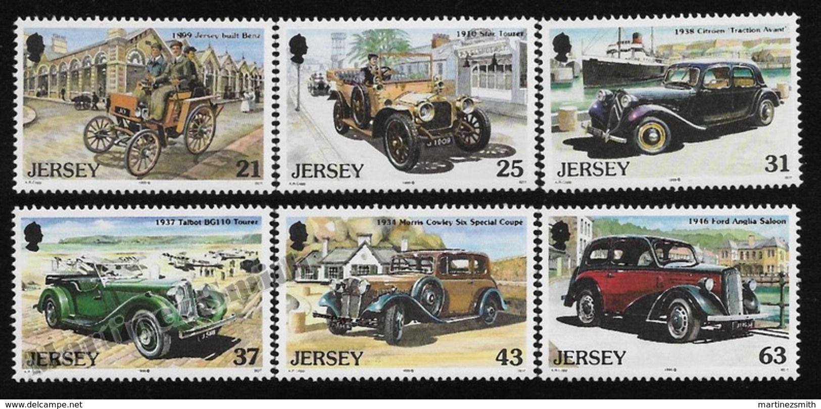 Jersey 1999 Yvert 885-90, Transport. Antique Cars, Vintage Automobiles - MNH - Jersey