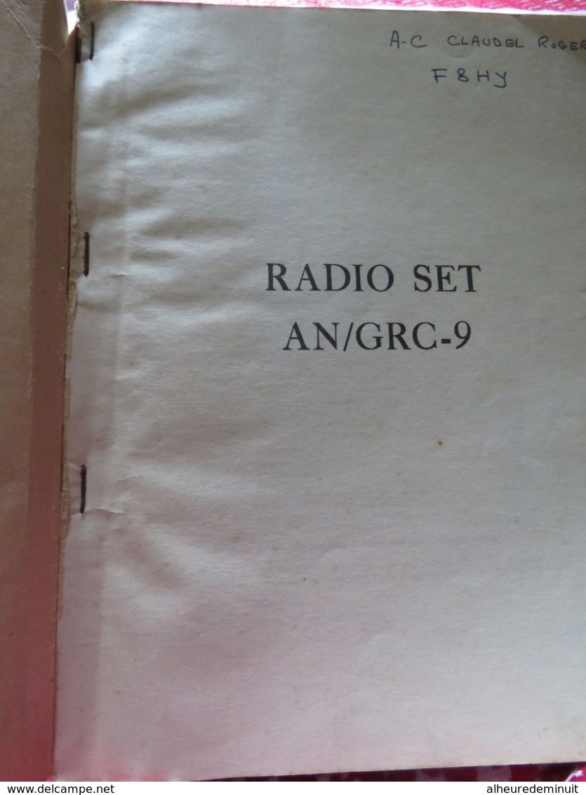 Livre"RADIO SET AN/GRC-9"Année 1953"Télécommunications Radioélectriques Et Téléphoniques"Paris"livre En Anglais - Sonstige & Ohne Zuordnung