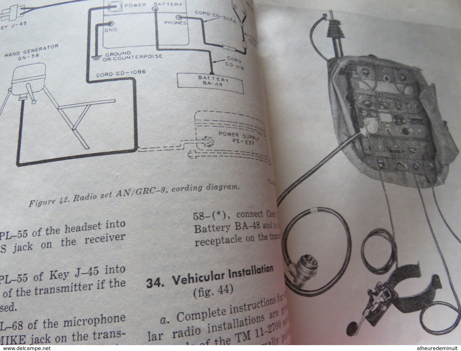 livre"RADIO SET AN/GRC-9"Année 1953"Télécommunications radioélectriques et téléphoniques"Paris"livre en anglais