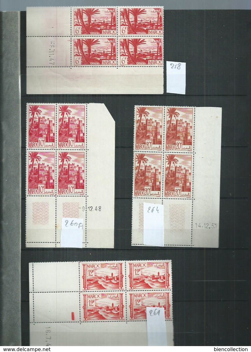 Maroc ; petit lot de timbres ** en blocs dont 40 coins datés. cote 370€