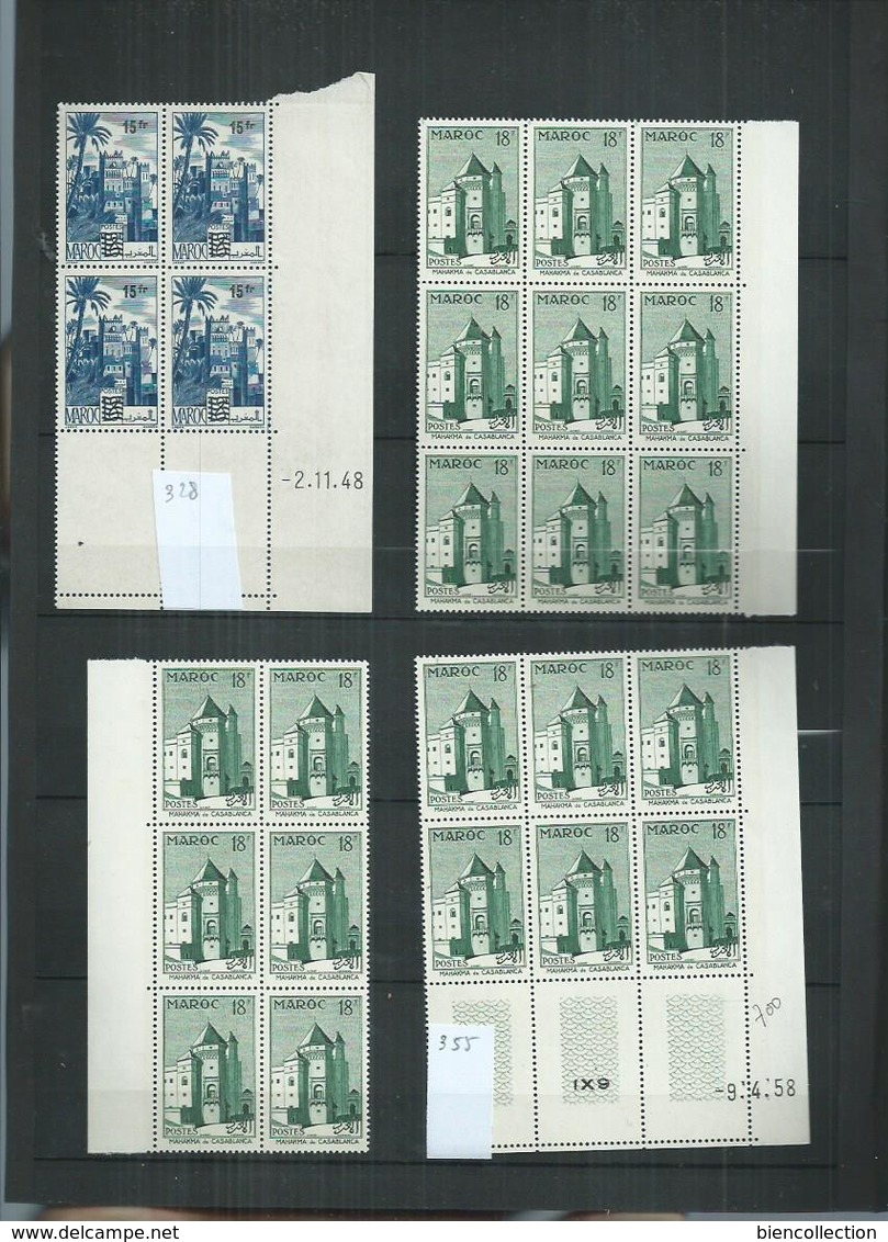 Maroc ; petit lot de timbres ** en blocs dont 40 coins datés. cote 370€