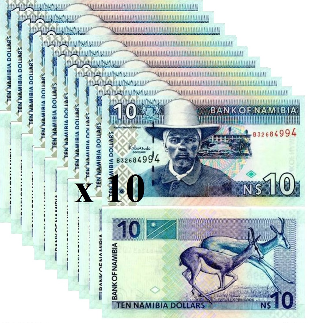 NAMIBIA 10 Namibia Dollars ND ( 2001 ) P 4 C UNC X 10 Banknotes - Namibia