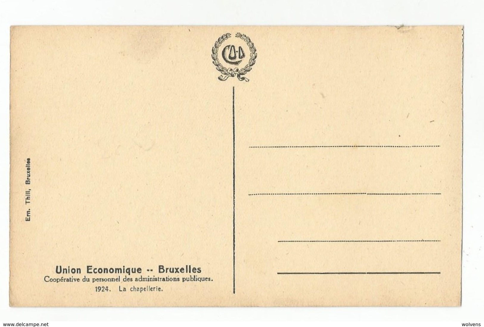 Bruxelles Union Economique La Chapellerie Carte Postale Ancienne Animée - Old Professions