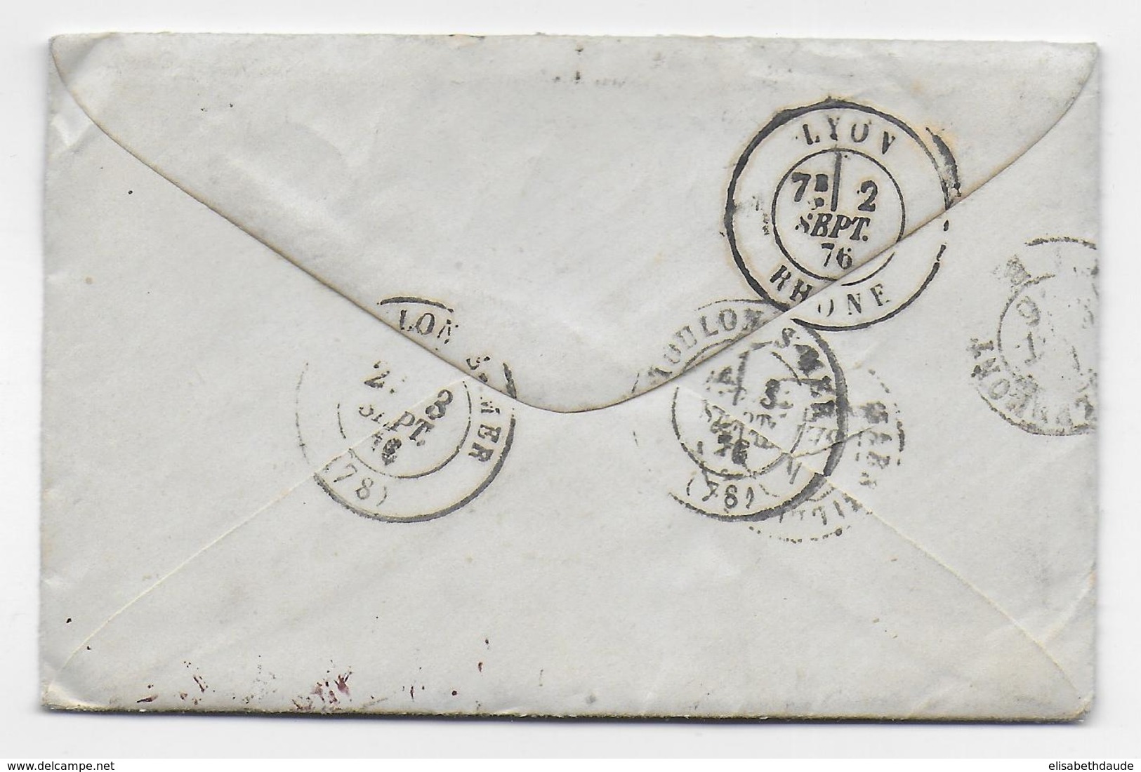 1876 - SAGE 25c N/B ! Sur LETTRE => TOULON READRESSEE PORT-PAYE ! = MARTINIQUE Par VOIE FRANCAISE - 1876-1878 Sage (Type I)