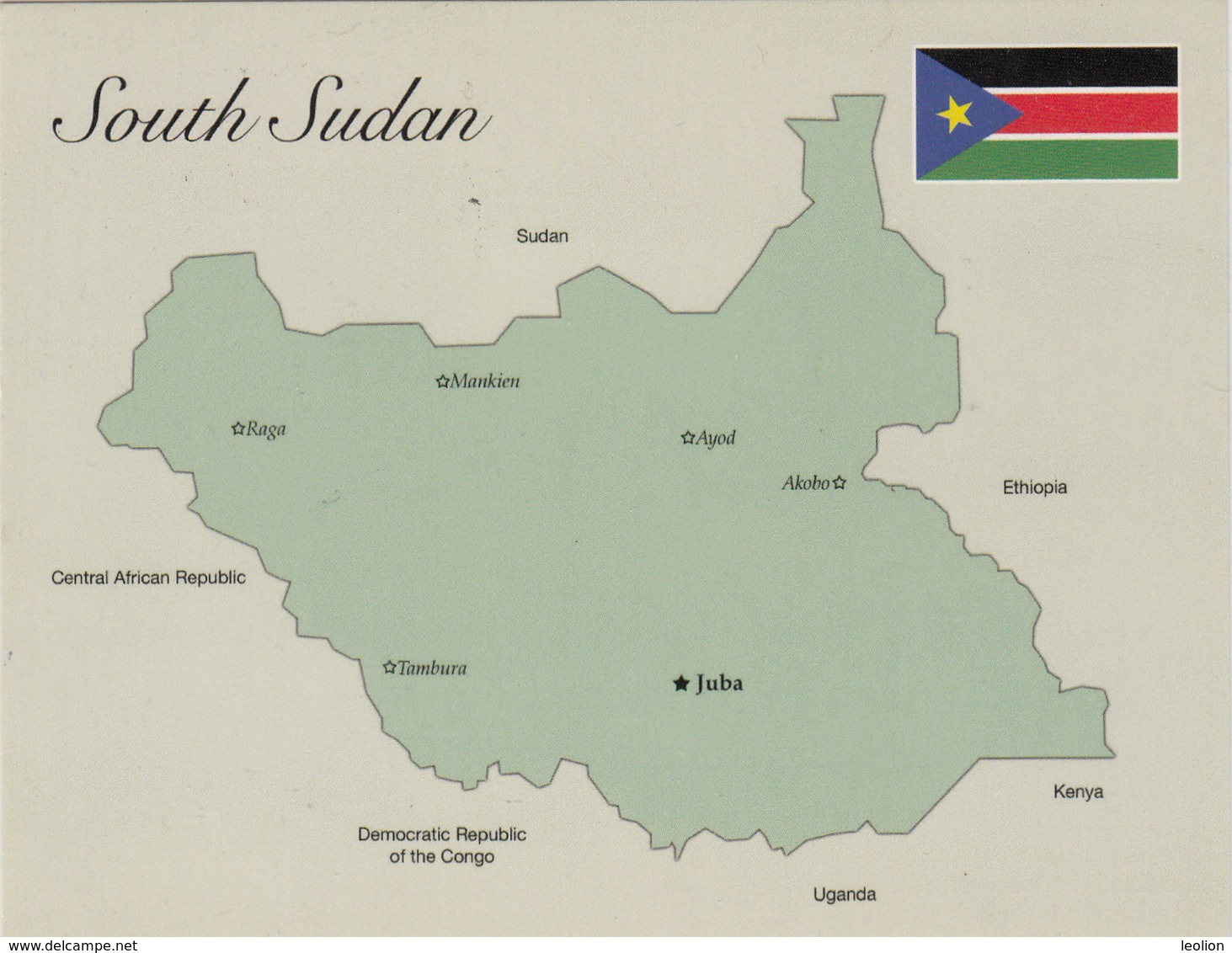 SOUTH SUDAN Postally Used 2019 Map Of South Sudan Postcard, 2x 50 SSP Overprint On National Flag Südsudan Soudan Du Sud - Sudán Del Sur