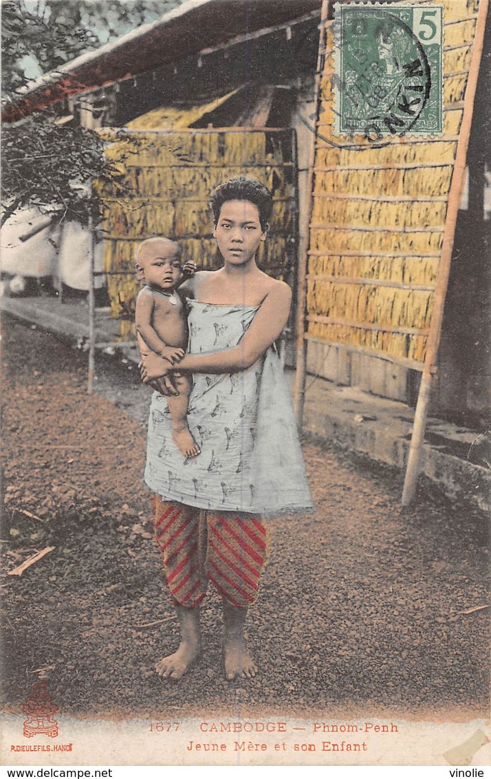 20-7455 : CAMBODGE. PHNOM-PENH. JEUNE MERE ET SON ENFANT - Cambodge