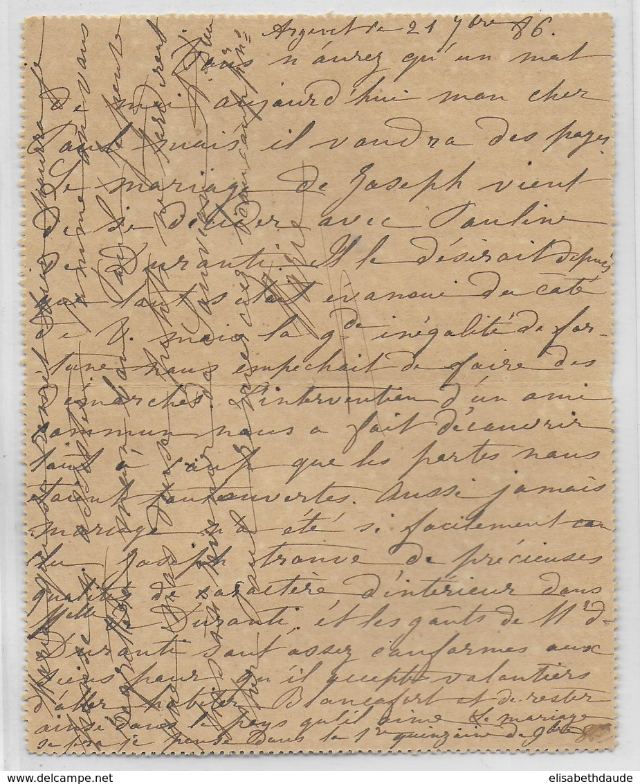 1886 - CARTE-LETTRE ENTIER SAGE RARE Avec COMPLEMENT => SAÏGON (COCHINCHINE) - DESTINATION ! - Letter Cards
