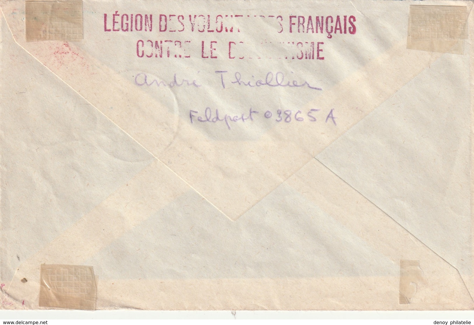 LVF N° 3 Seul / Lettre Avec Cachet Allemand 03865A Correspondant Secteur Postal + Cachet Legion Et Nom Du Légionnaire - Oorlogszegels