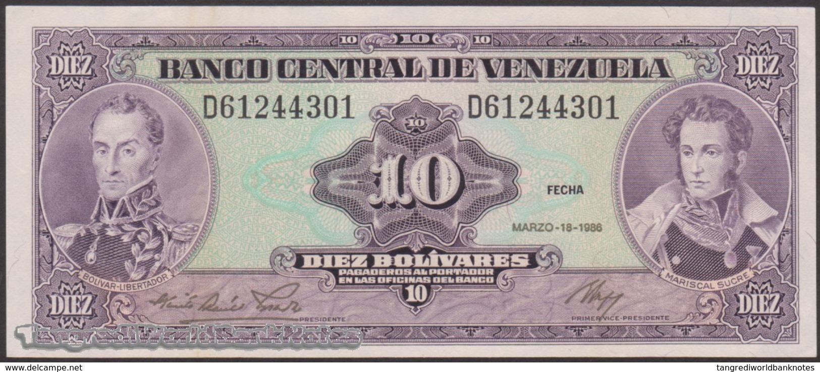 TWN - VENEZUELA 61a - 10 Bolivares 18.3.1986 Prefix D UNC - Venezuela