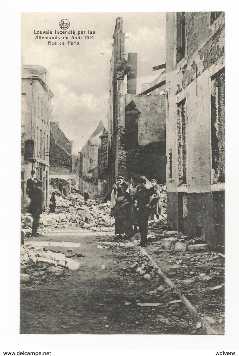 Leuven Rue De Paris Les Ruines PK Louvain Incendié Par Les Allemands En Août 1914 CPA - Leuven