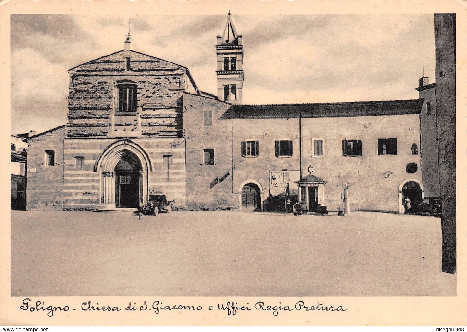 M09180 "FOLIGNO-CHIESA DI S. GIACOMO E UFFICI REGIA PRETURA"ANIMATA-DISTRIB. SIAP-AUTOCARRO '30-CART. ORIG. NON SPED. - Foligno