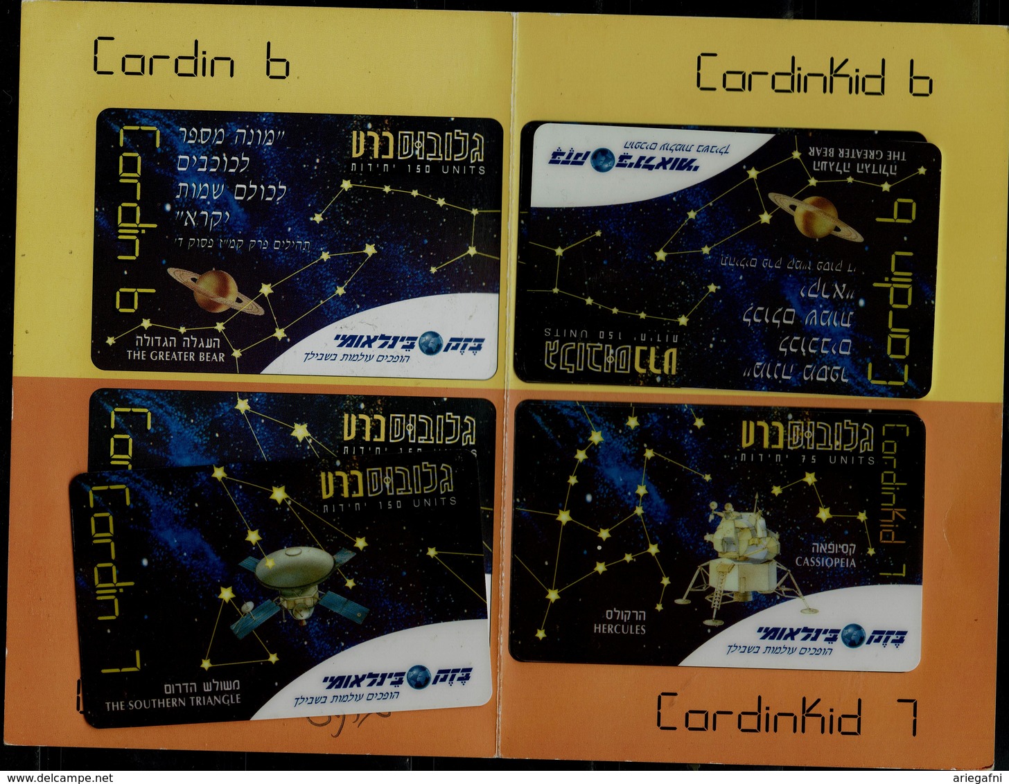 ISRAEL 1998 BEZEQ INTERNATIONAL PRIVATE CARD ASTRONOMY SET OF 4 WITH FOLDER MINT VF!! - Astronomie