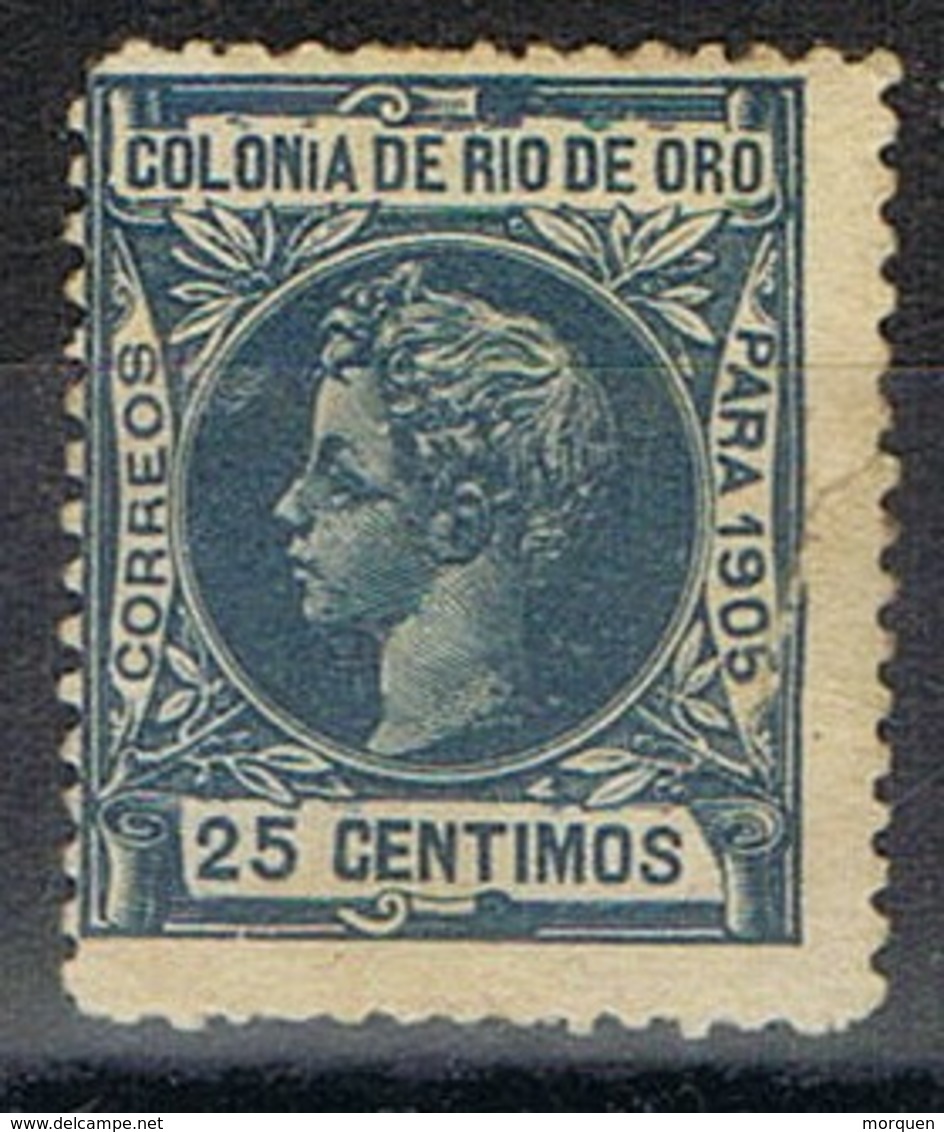 Sello 25 Cts 1905, Alfonso XIII, RIO DEL ORO, Colonia Española,  Num 8 * - Rio De Oro