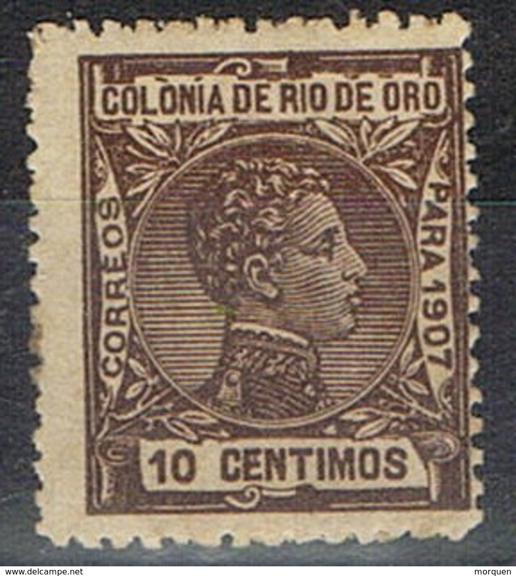 Sello 10 Cts 1907, Alfonso XIII, RIO DEL ORO, Colonia Española,  Num 23 * - Rio De Oro