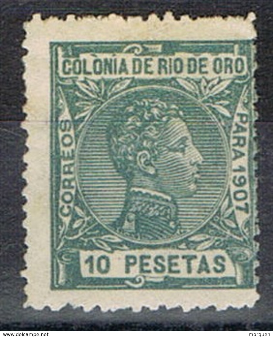 Sello 10 Pts 1907, Alfonso XIII, RIO DEL ORO, Colonia Española,  Num 33 * - Rio De Oro