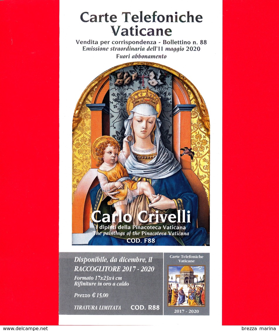 VATICANO - 2020 - Carte Telefoniche Vaticane  - Bollettino Ufficiale N. 88 - Carlo Crivelli - Dipinti Pinacoteca Vat. - Storia Postale