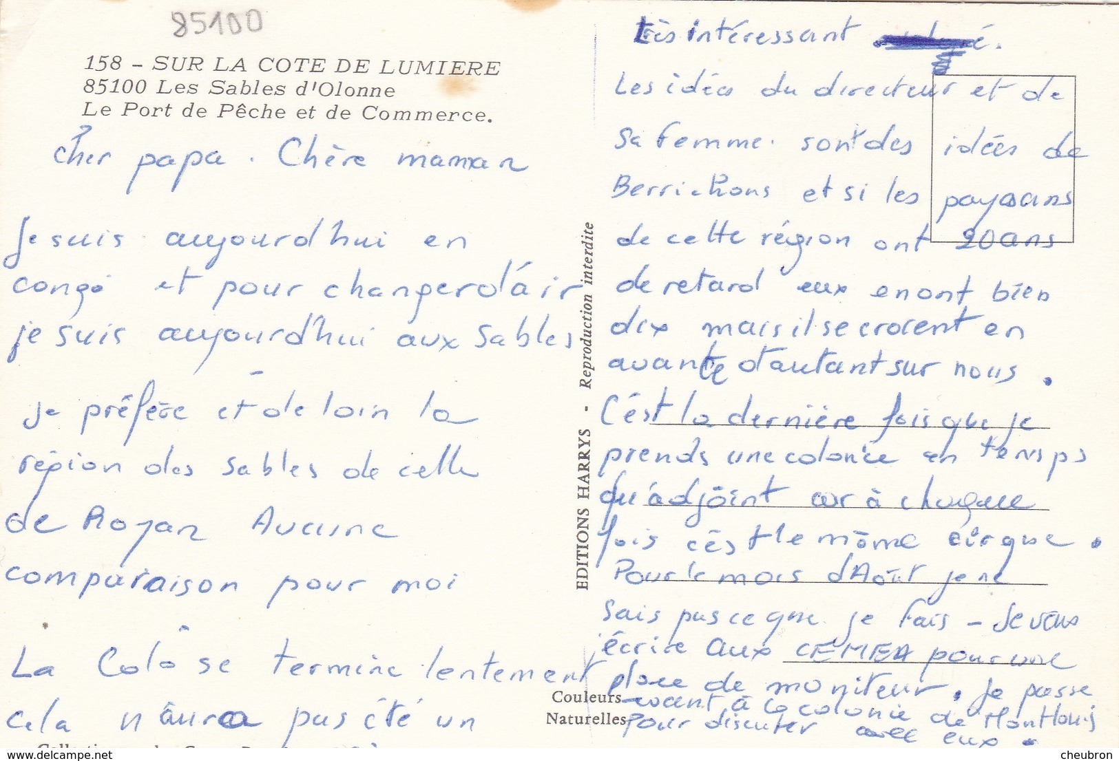 85.  LES SABLES D'OLONNE .CPSM. LE PORT DE PÊCHE ET DE COMMERCE . + TEXTE - Sables D'Olonne