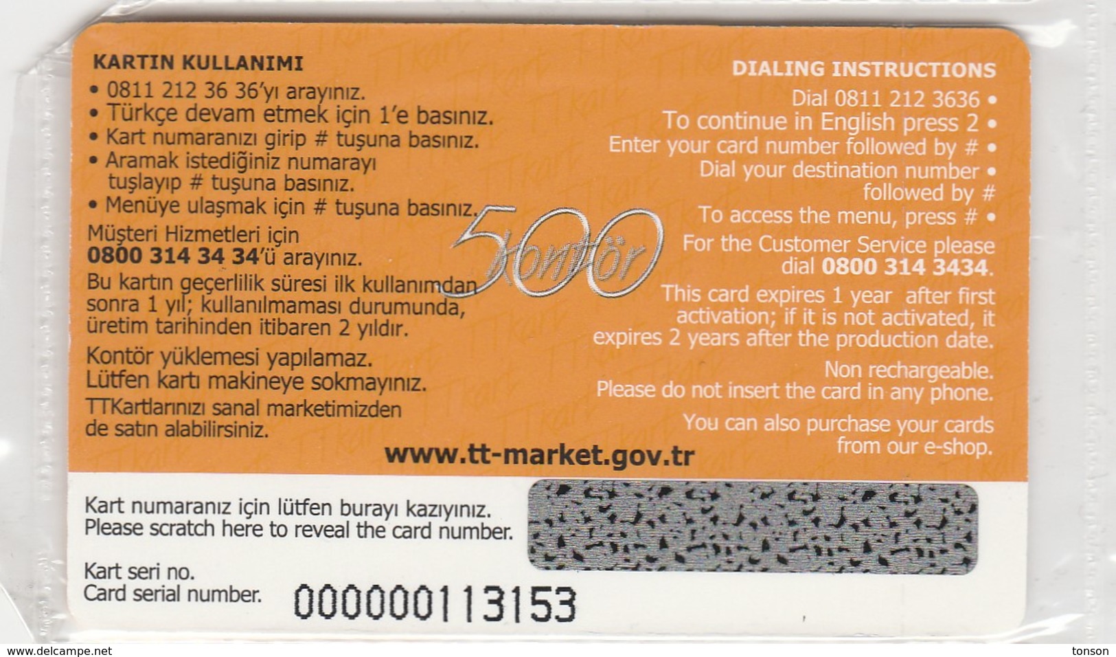 Turkey, TR-TKT-GLO-0010, Ttkart, Mint In Blister, 2 Scans. - Turkey