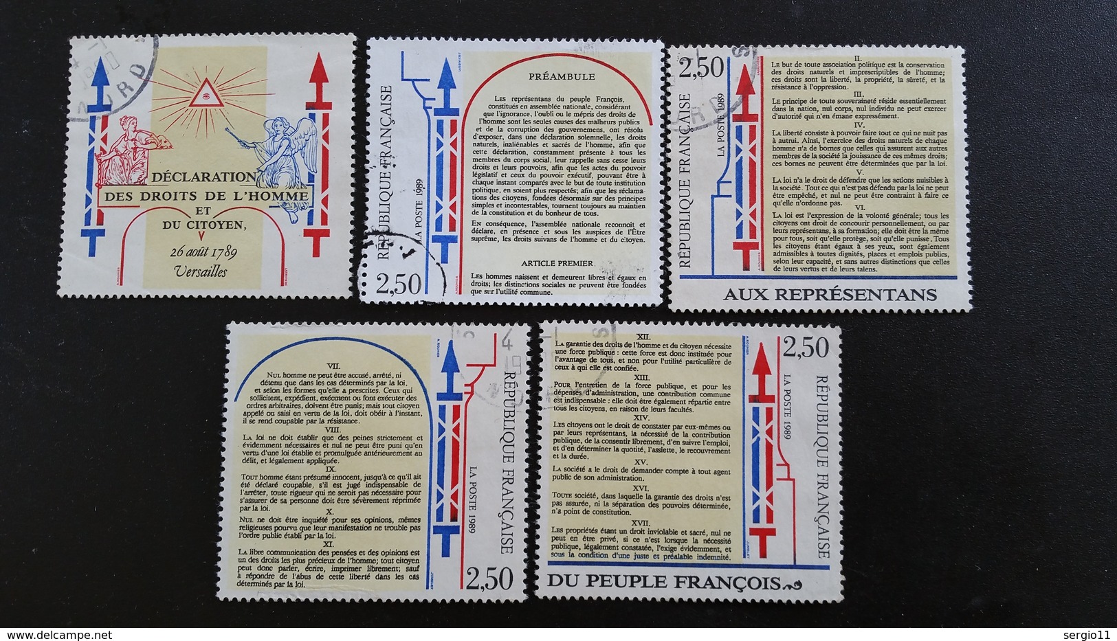 France Timbres Oblitérés - Série Complète  N° 2602 à 2605 - Année 1989 -  Déclaration Des Droits De L'Homme - Usati