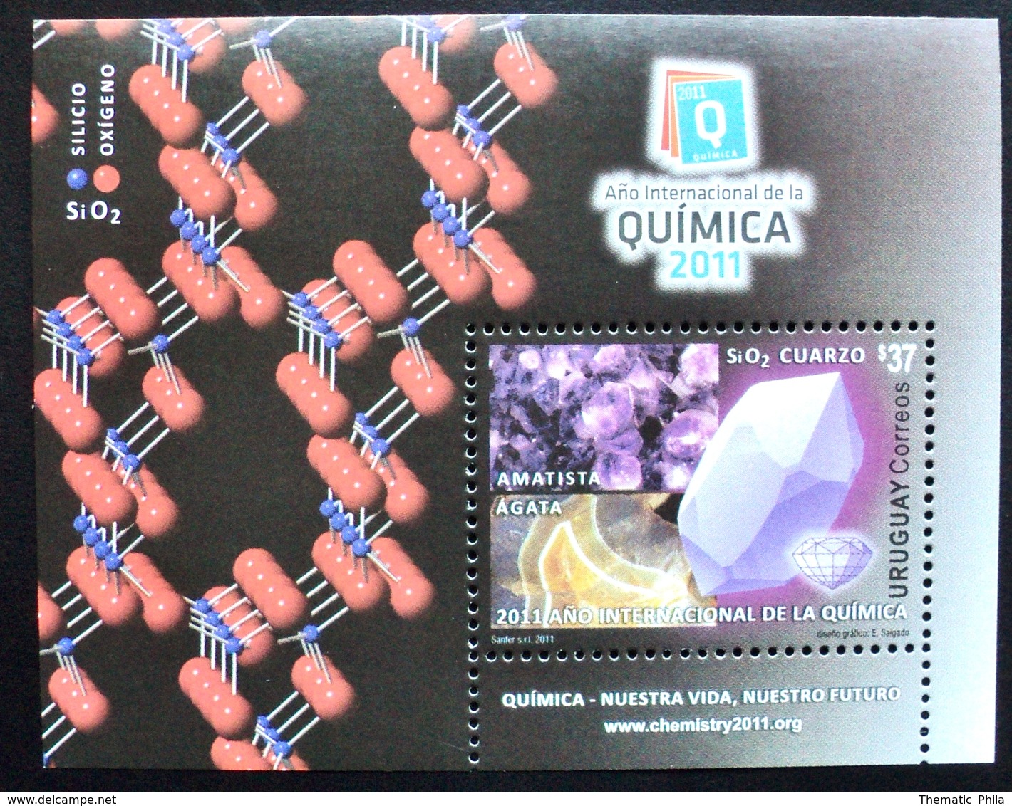 Uruguay 2011 S/S H94 Mnh Quimica Chimie Chemistry Year Mineral Minerals Amatista Agata Cuarzo - Uruguay