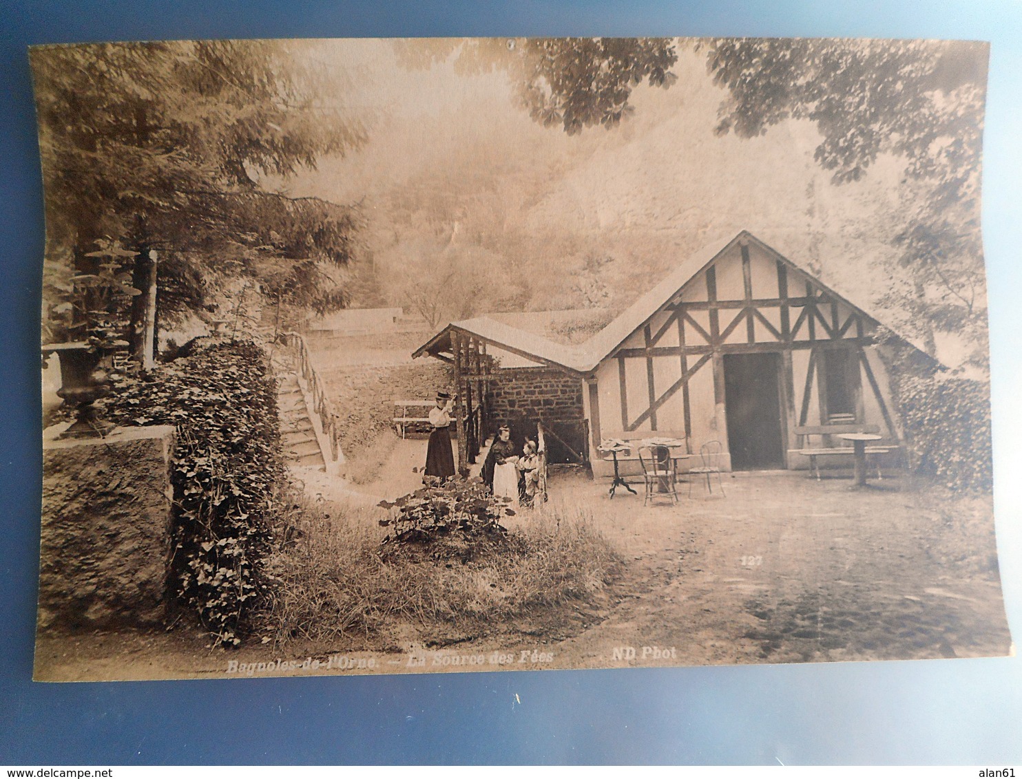 PHOTO ALBUMINE FIN 19 EME BAGNOLES DE L' ORNE La SOURCE DES FEES  Format 12 / 18.5 CMS PAPIER MINCE - Old (before 1900)