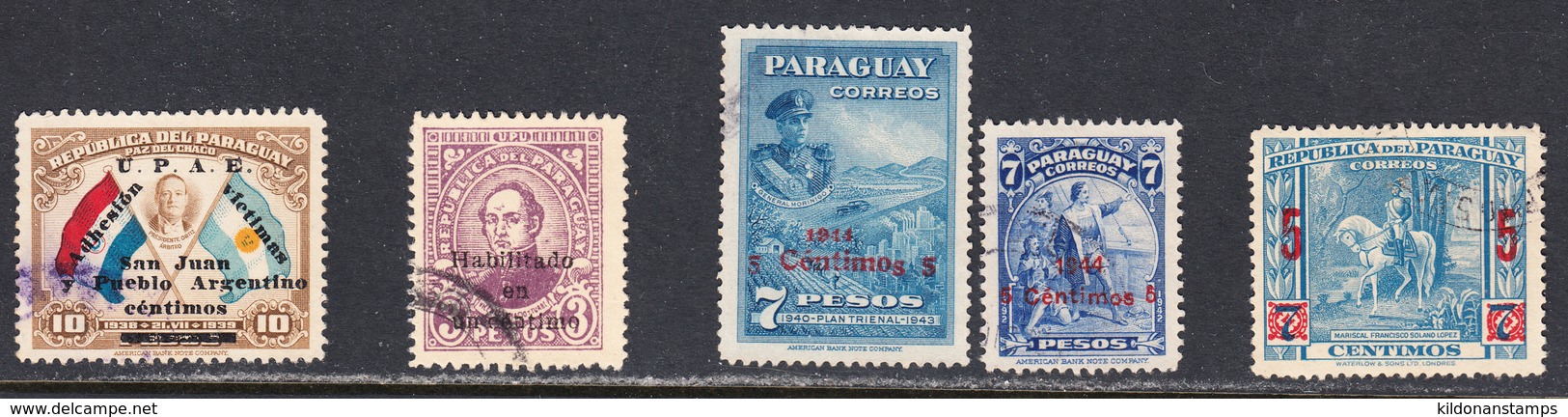 Paraguay 1944-45 Cancelled, Sc# ,SG ,Mi 548-551,573 - Paraguay