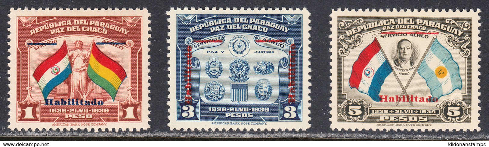 Paraguay 1942 Air Mail, Mint No Hinge, Sc# 388-390,SG ,Mi 530-532 - Paraguay