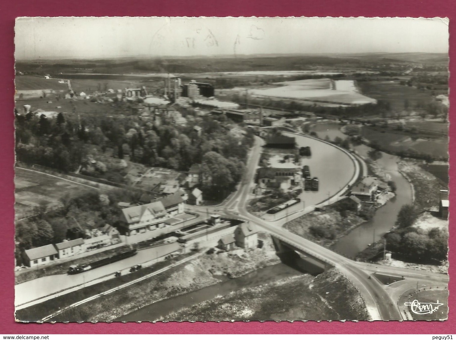 57. Sarralbe. Vue Aérienne. Le Pont Sur Le Canal De La Sarrae. En Arrière Plan L'Usine Solvay. 1987 - Sarralbe