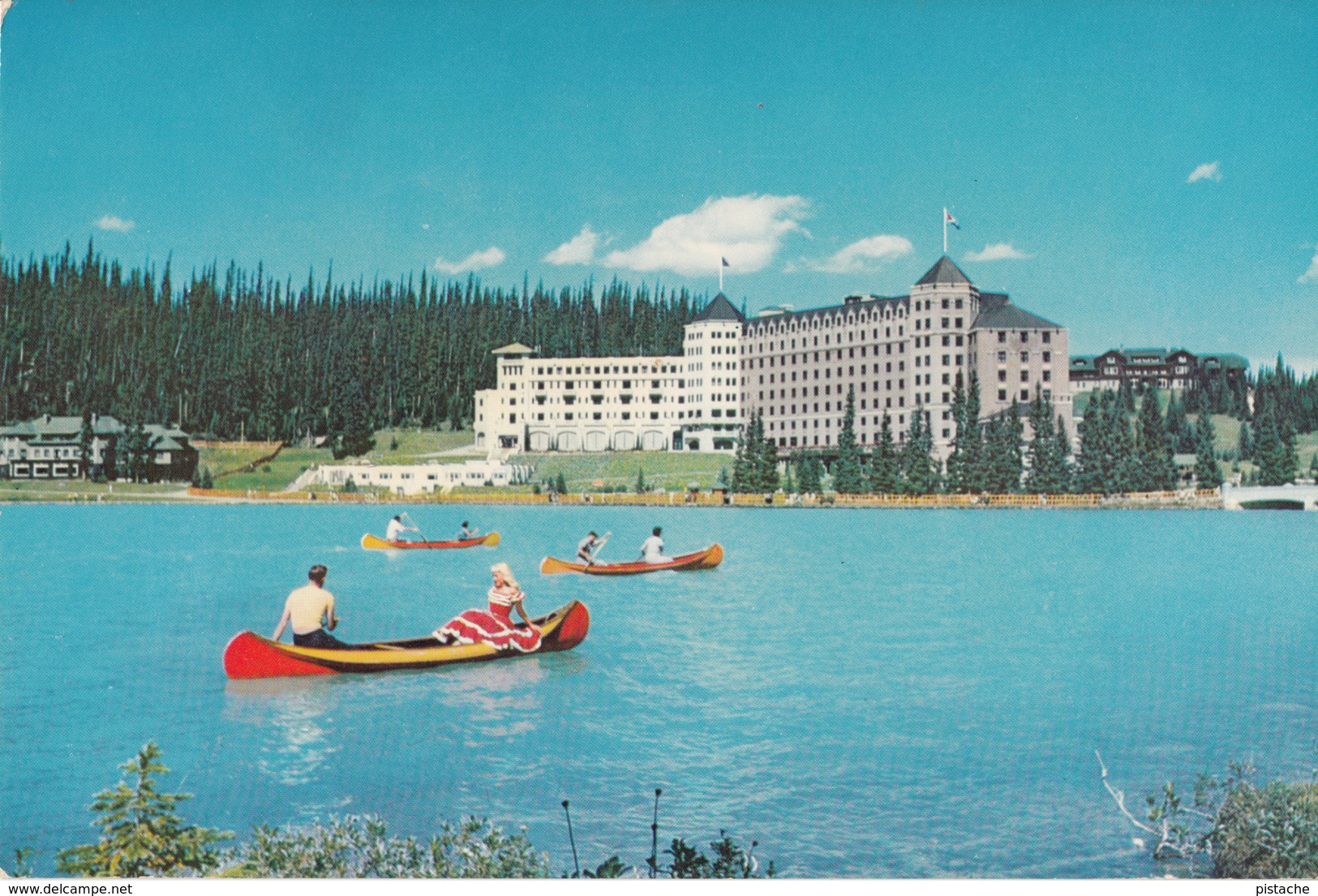 Extra Large Card : 9 X 6 In - Chateau Lake Louise Alberta Canada - Hotel Canoe - Canadian Pacific Railway - 2 Scans - Lac Louise