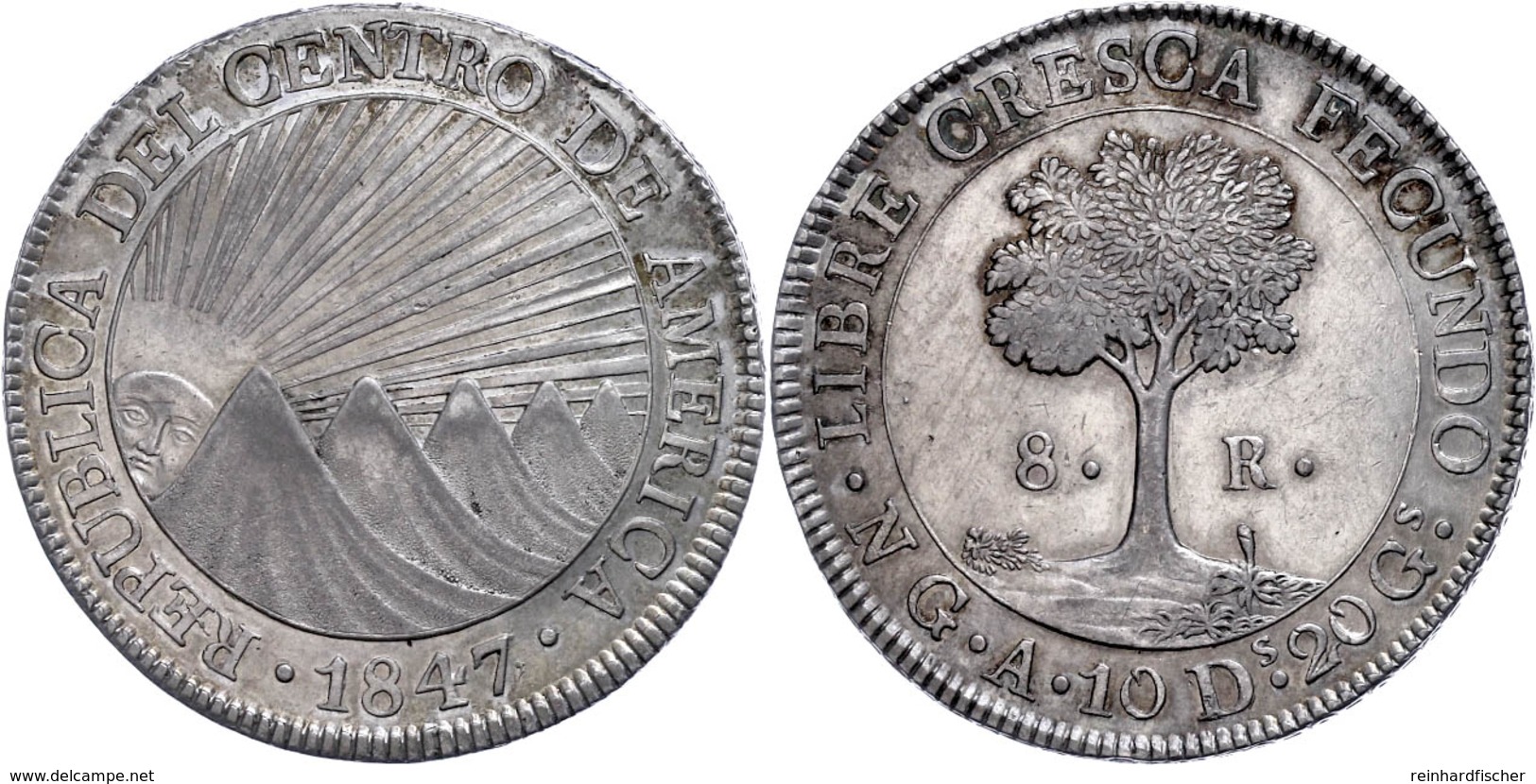 8 Reales, 1847, NG A, KM 4, Kl. Rf., Vz.  Vz - Guatemala