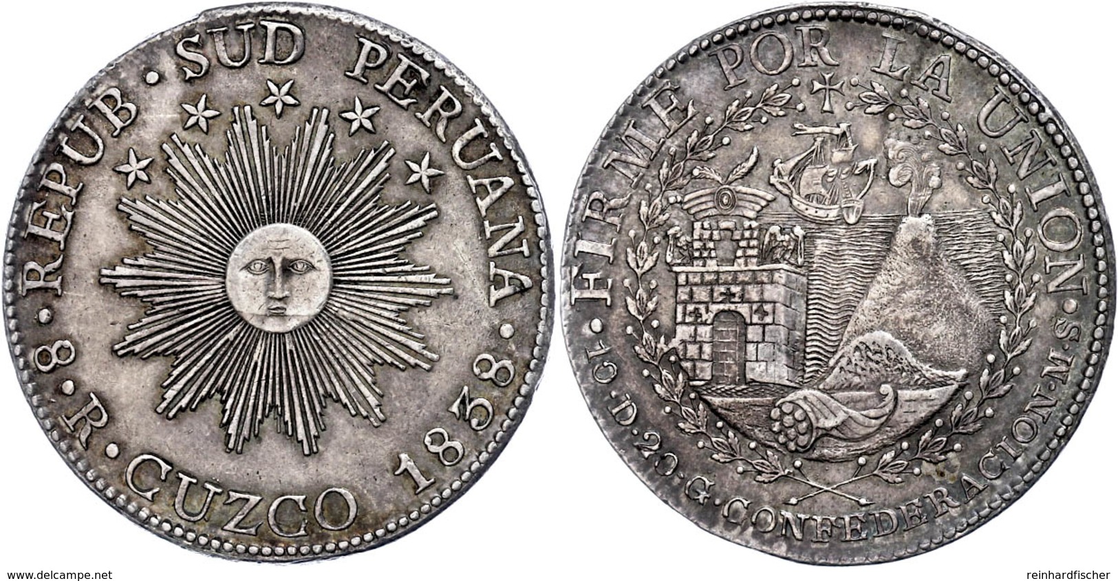 8 Reales, 1838, Cuzco MS, KM 170, Ss-vz.  Ss-vz - Peru