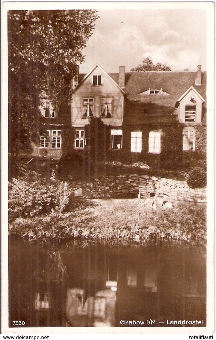 GRABOW Mecklenburg Land Drostei Braune Fotokarte TOP-Erhaltung 24.11.1941 Gelaufen - Ludwigslust